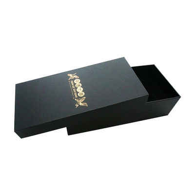 Black Art Paper Paperboard Gift Boxes With Foil Hot Stamping Logo For Gift Packaging