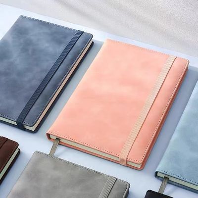 Black Color Hardcover Lined Notebook PU Leather With Rope